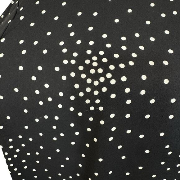 Worthington X-Large Top Polka Dot Long Flared Sleeves Keyhole Semi-Sheer Black - Picture 3 of 10